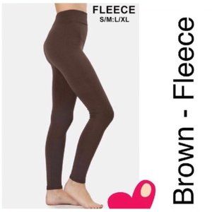 PENELOPE - Seamless Fleece Lined Leggings (Brown)